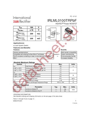 IRLML0100TRPBF datasheet  